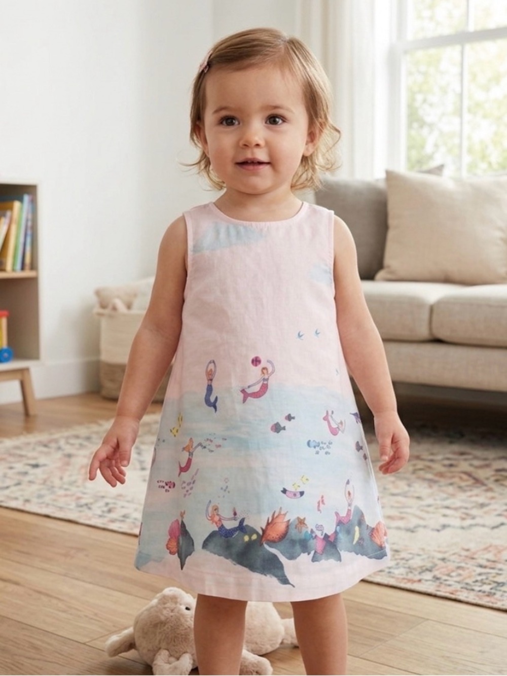 🐢Joules NWT sleeveless white mermaid dress S12/18 M.